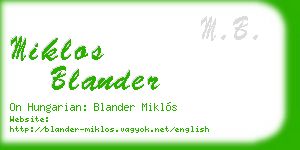 miklos blander business card